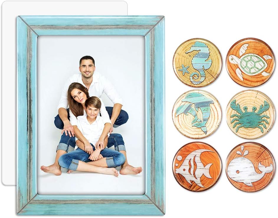 M MORCART 3D Fridge Magnets & Magnetic Photo frames- Marine Animal Kitchen Fridge Magnets, Fridge Magnets for Whiteboard Notice Refrigerator Cabinets Map Calendar Cute Decorative Magnet Sets, 6 Pack