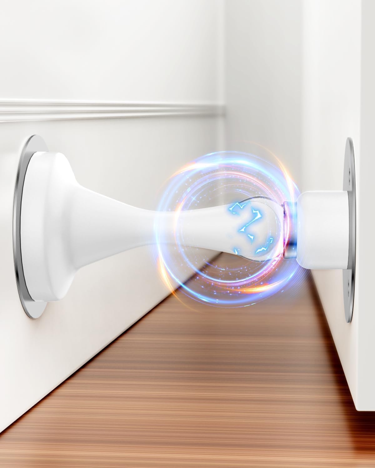 Door Stop Magnetic Door Catch - Patio Door Stops Indoors Door Stoppers for Skirtings Floor Doorstops Adhesive Door Stop Outdoor, Wall Mounted Door Stop Outside Magnetic Door Holder-White 1 Pack