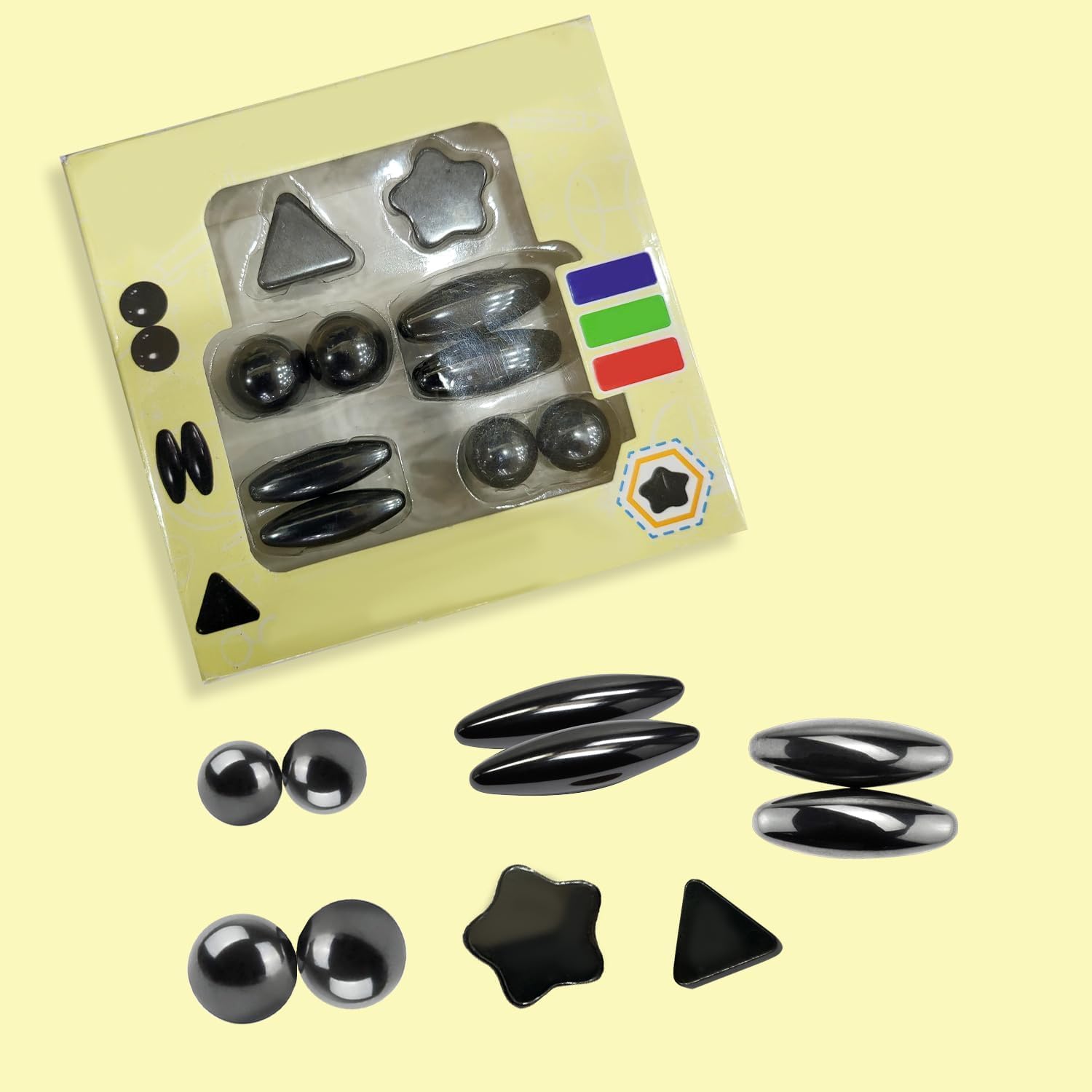 VORTEXA 10 in 1 Magnet Kit Stress Releaf Project Ceramic Educational Teamwork Matching Skills Fun,Science Magnetic Balls Art & Craft Bar/Ring/Thread/Car Magnets (10 in 1 Magnet Kit)