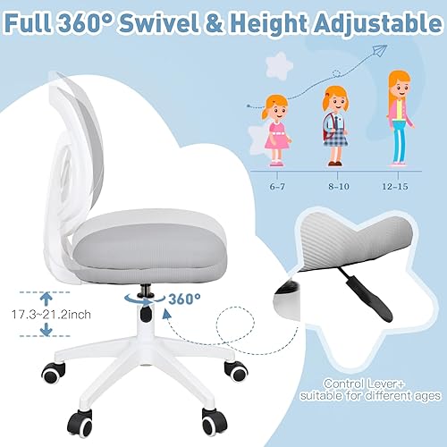 Miniatura 23 de COSVALVE Silla de escritorio para niños, silla de estudio ergonómica con altura ajustable y profundidad del asiento, silla de estudio y oficina en
