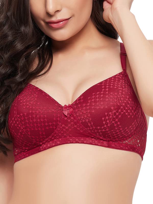 Image of Clovia Women's Lace Padded Non-Wired Bra