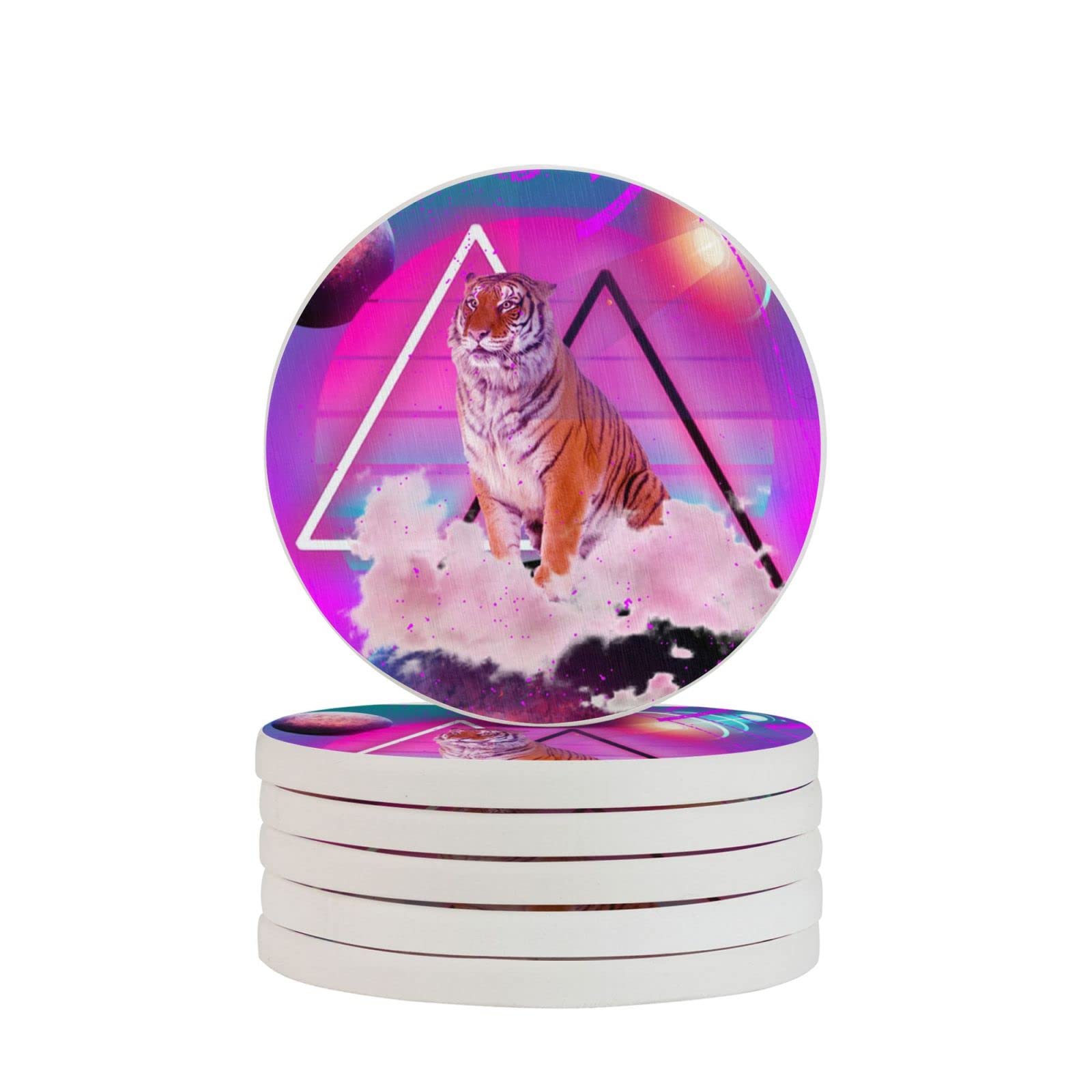 Sous-verres diatomite Tiger lot de 2 dessous de verre salon absorbant 10cm