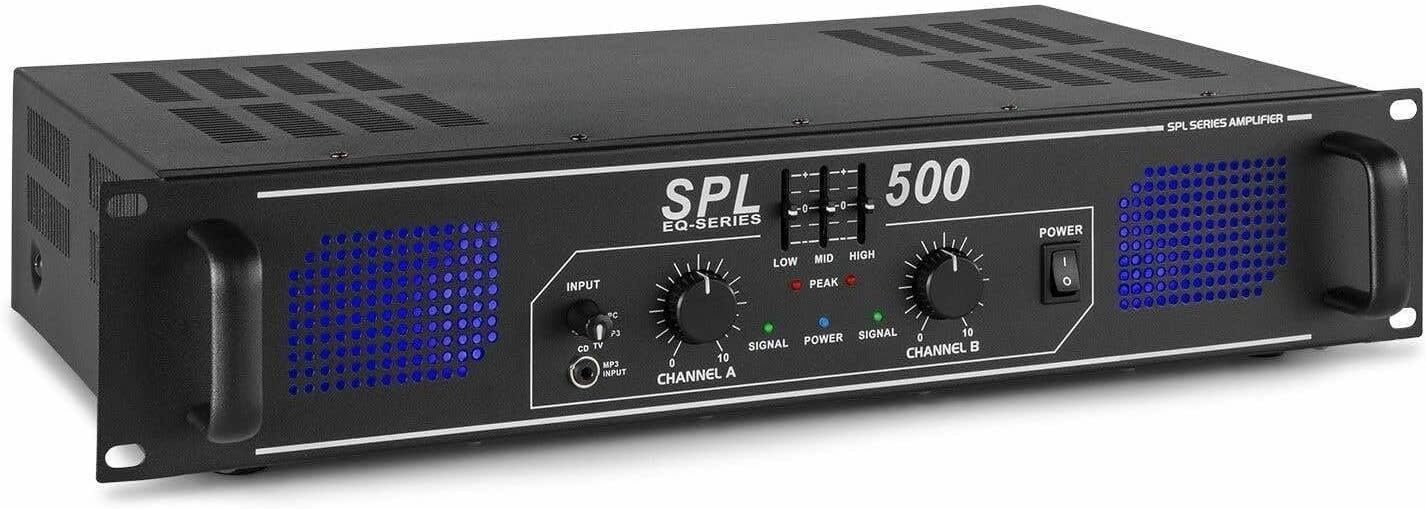 Skytec SPL 500 - audio amplifiers (2.0, 0.5%, 95 dB, Binding post, 230 V, 50 Hz)