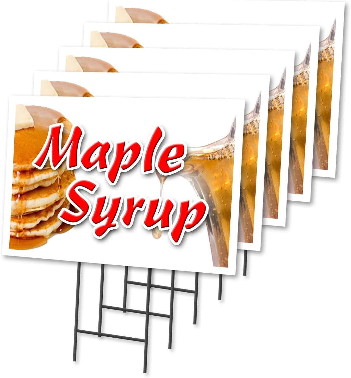 Maple Syrup 2 Pack of 12" x 16" Yard Sign & Stake | Advertise Your Business | Stake Included Image On Both Sides | Made in The USA