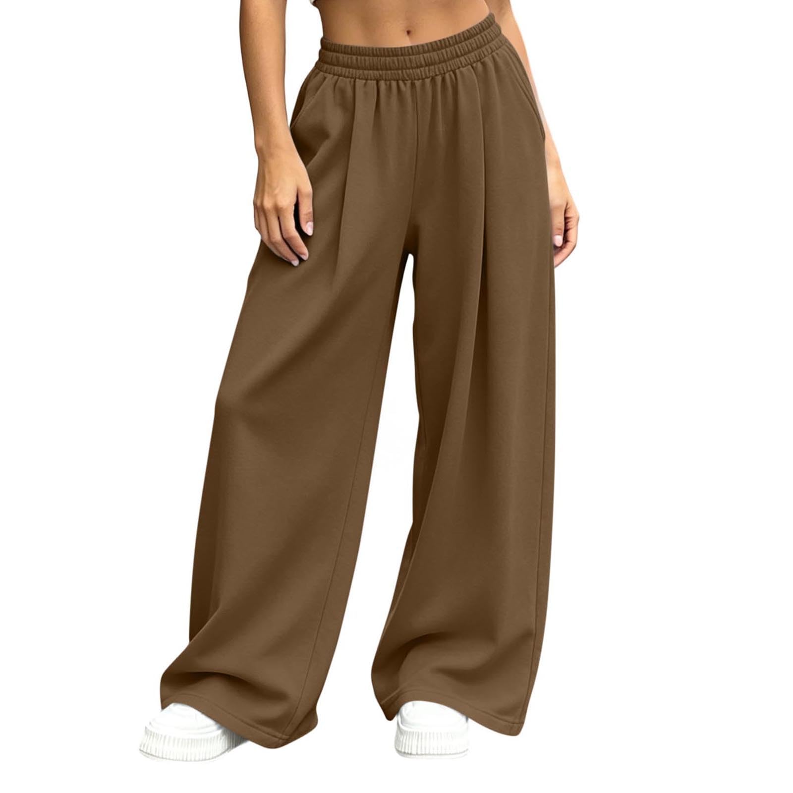 Generico Pantaloni Sportivi Donna Pantaloni da Corsa con Elastico in Vita Pantalone Tuta Donna con Tasche e Coulisse Comodi Causal Pantalone Baggy a Gamba Larga per Allenamento Jogging Fitness