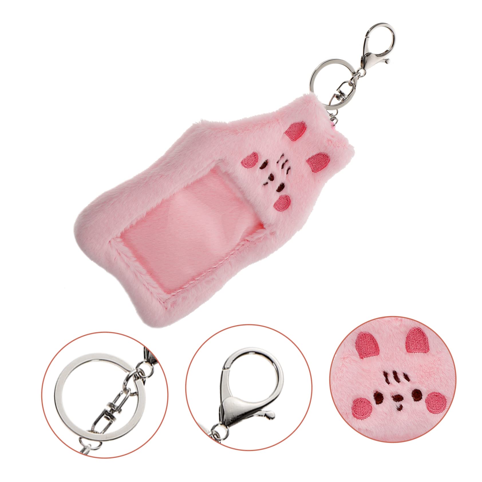 Toyvian 4pezzi Custodia Card Sleeve Peluche Con Design Di Gatto Cartoon Portachiavi Inclusi Protezione Per Id e Carte Di Credito Accessorio Multifunzionale Per Studenti e Lavoratori