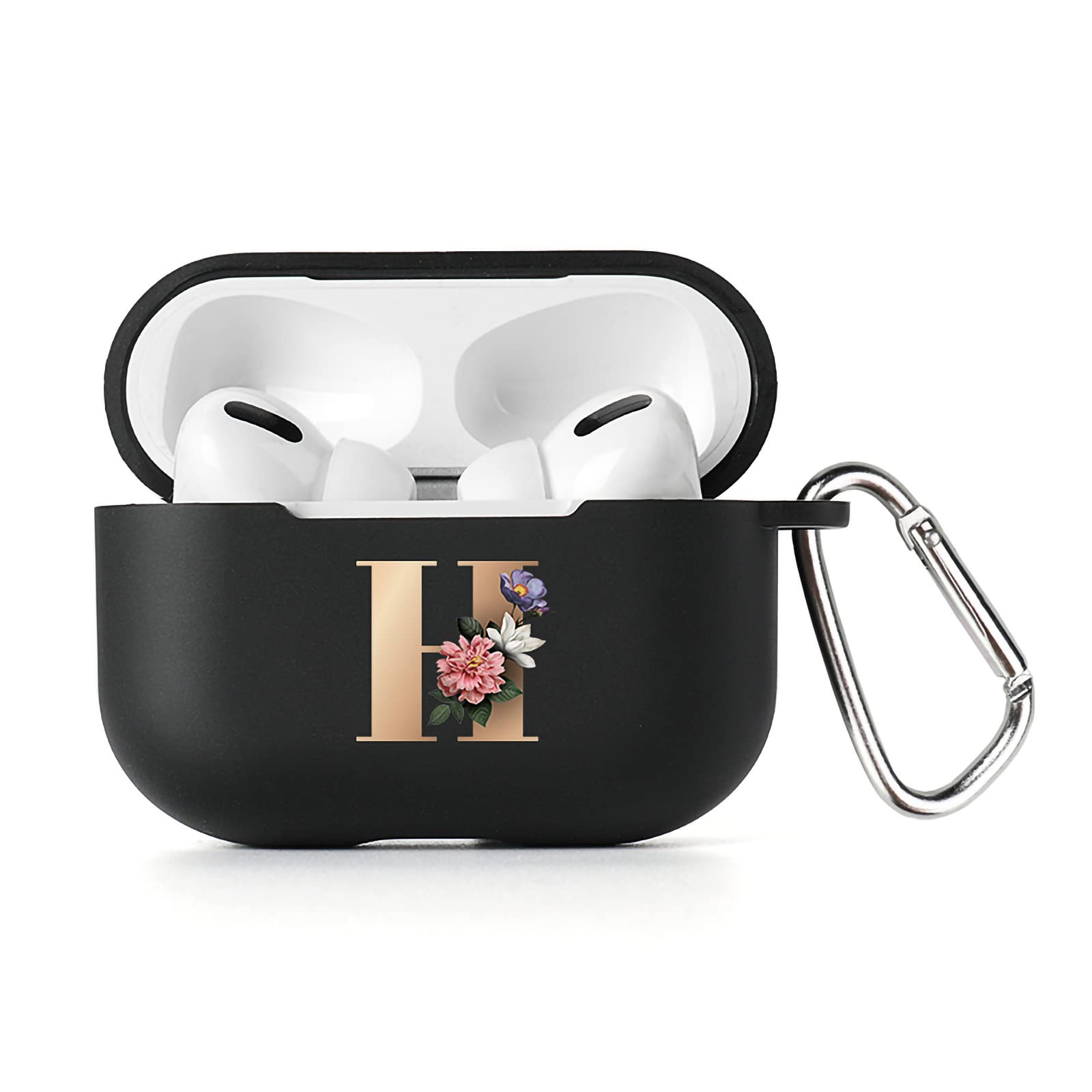 AKABEILA Hülle Für AirPods Pro 2019 – Mit Karabiner, Pop-Up Deckel, Frontale LED Sichtbar