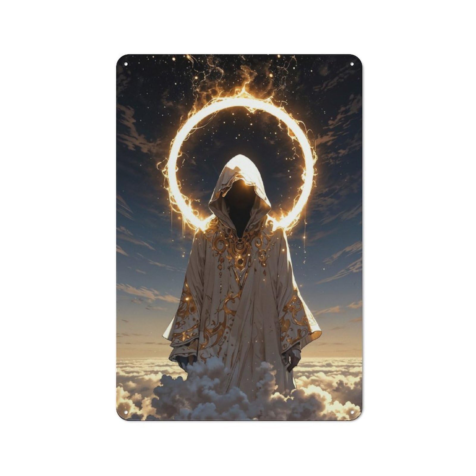 Faceless Celestial Being Office Metal Sign 30x20cm, Understated Office Wall Decor for Workspace, Cafe, Shop Or Desk Area