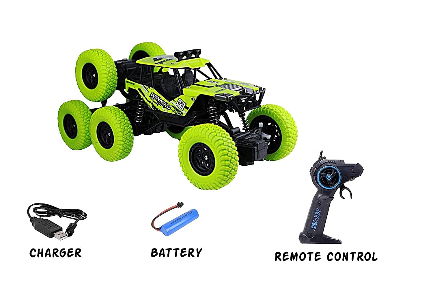 GUDGET BAZAR 8 Wheel Rock Crawler Remote Control Car 1:18 Scale Rechargeable Monster Truck 4WD Climber Racing Car Toys for 5 Years Old Kids Boys 4
