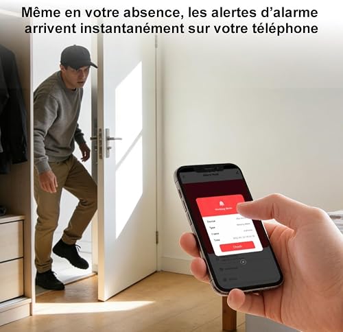 RenseCum Alarme maison sans abonnement sans fil WiFi + 4G pour maison et appartement, kit alarme connectée Smart Life, alertes par appel & SMS, compatible Alexa & Google Assistant (Lot de 24 articles) - 6