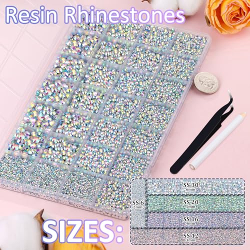Image of 30000Pcs Resin Rhinestones for Bedazzling with Tweezers, AB Rhinestones for Crafting with B7000 Jewelry Glue for DIY Crafts Clothing Tumblers Shoes Fabric Nail Art