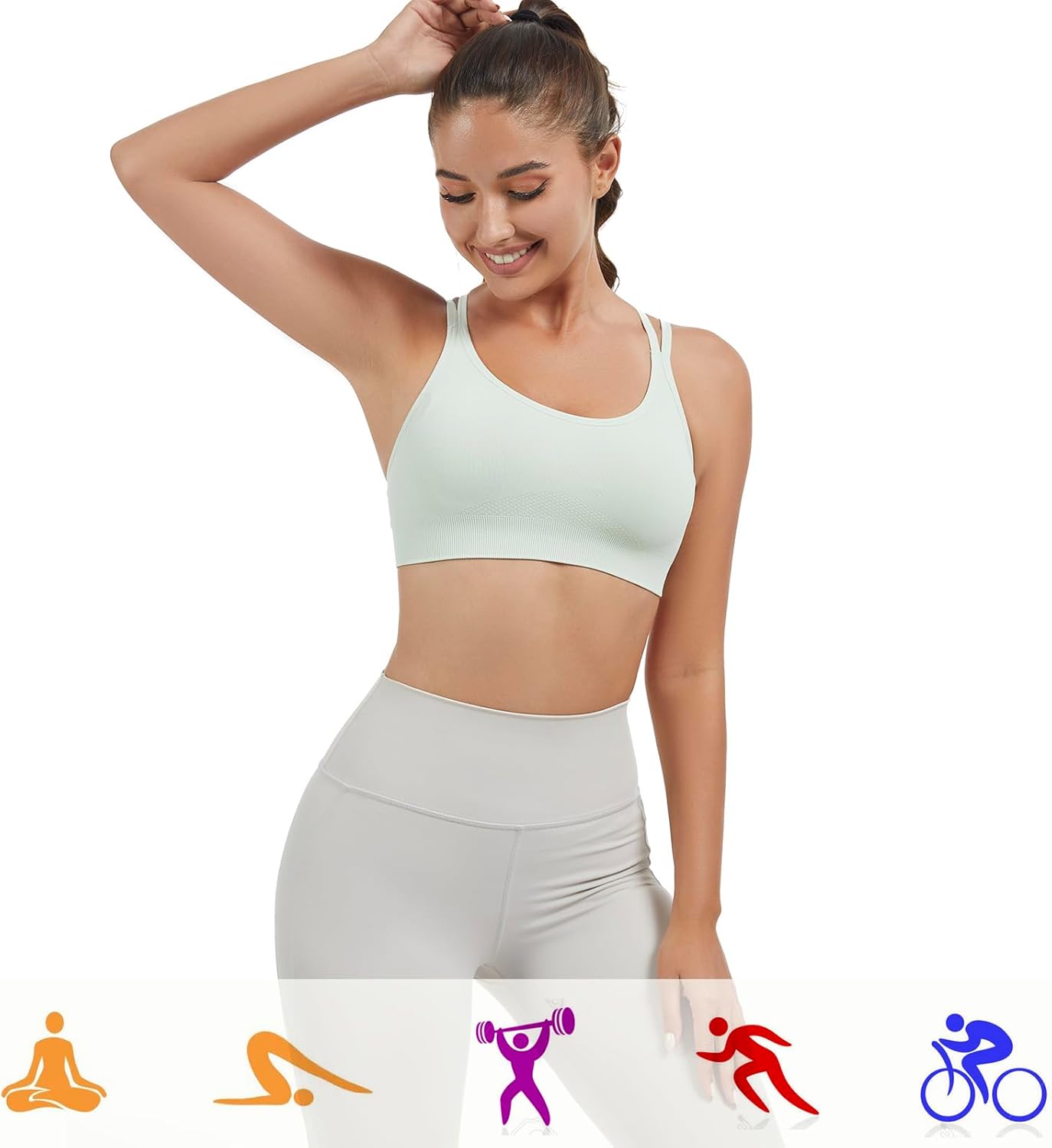 Strappy Sports Bras for Women Crisscross Back Medium Support Yoga Bra Unpadded Gym Workout Fitness Crop Top - Image 5