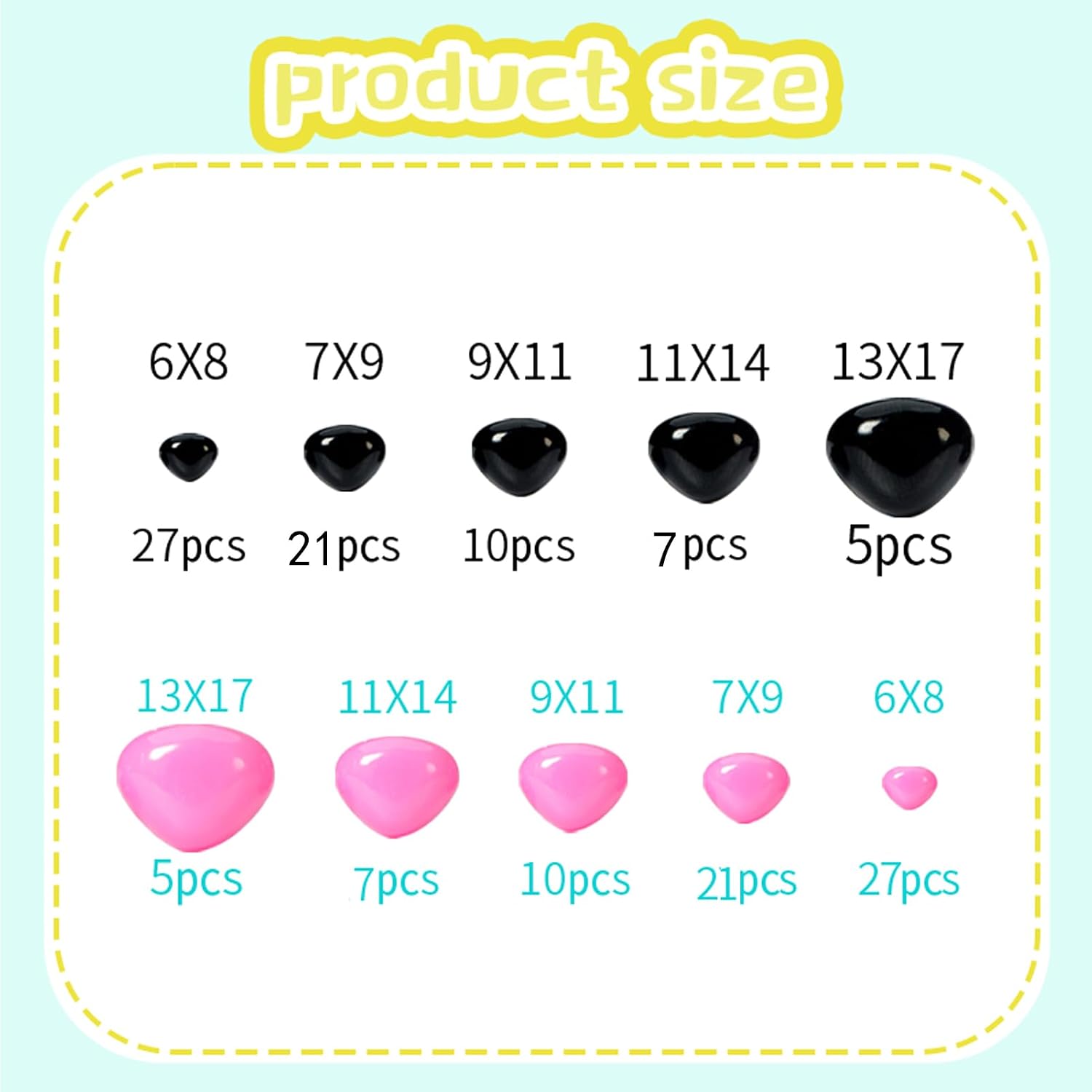 Zhbrchz 280pcs Plastic Safety Noses 5 Sizes Craft Triangle Nose with Washers for Amigurumi Crochet Bears Dog Stuffed Animals Doll Making