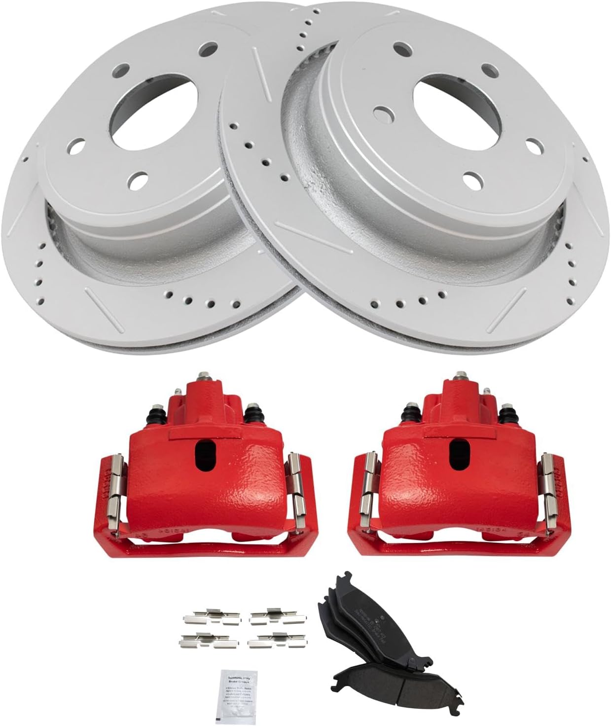 TRQ Rear Brake Pad & Rotor Kit Compatible with 2007-2009 Chrysler 2002-2010 Dodge 2011-2018 Ram