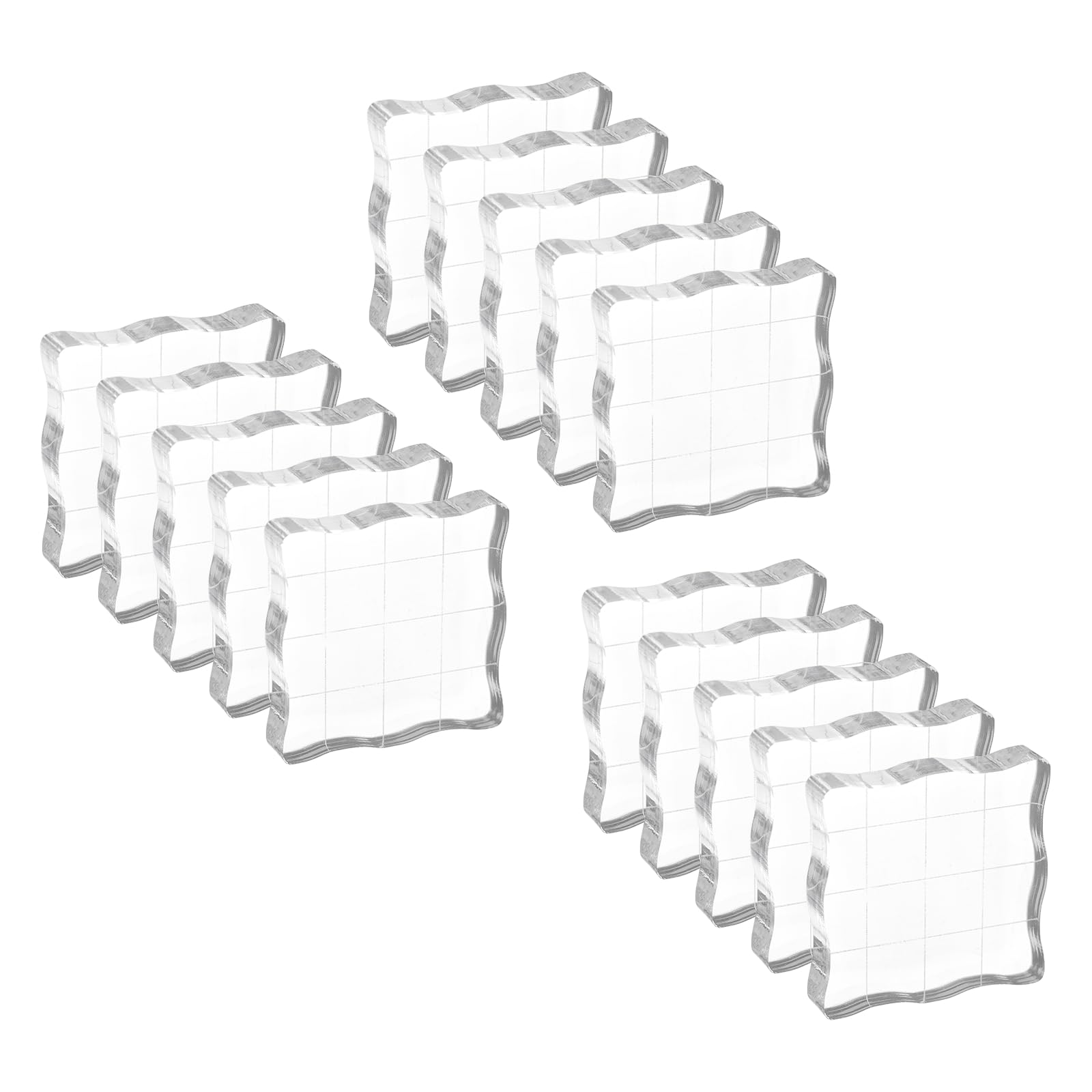 PATIKIL Acrylic Stamp Block, 15 Pack Stamping Block Square Shape with Grid Lines Decorative Mounting Blocks Set for Scrapbooking DIY Crafts Cards Making, 1.50" x 1.50"