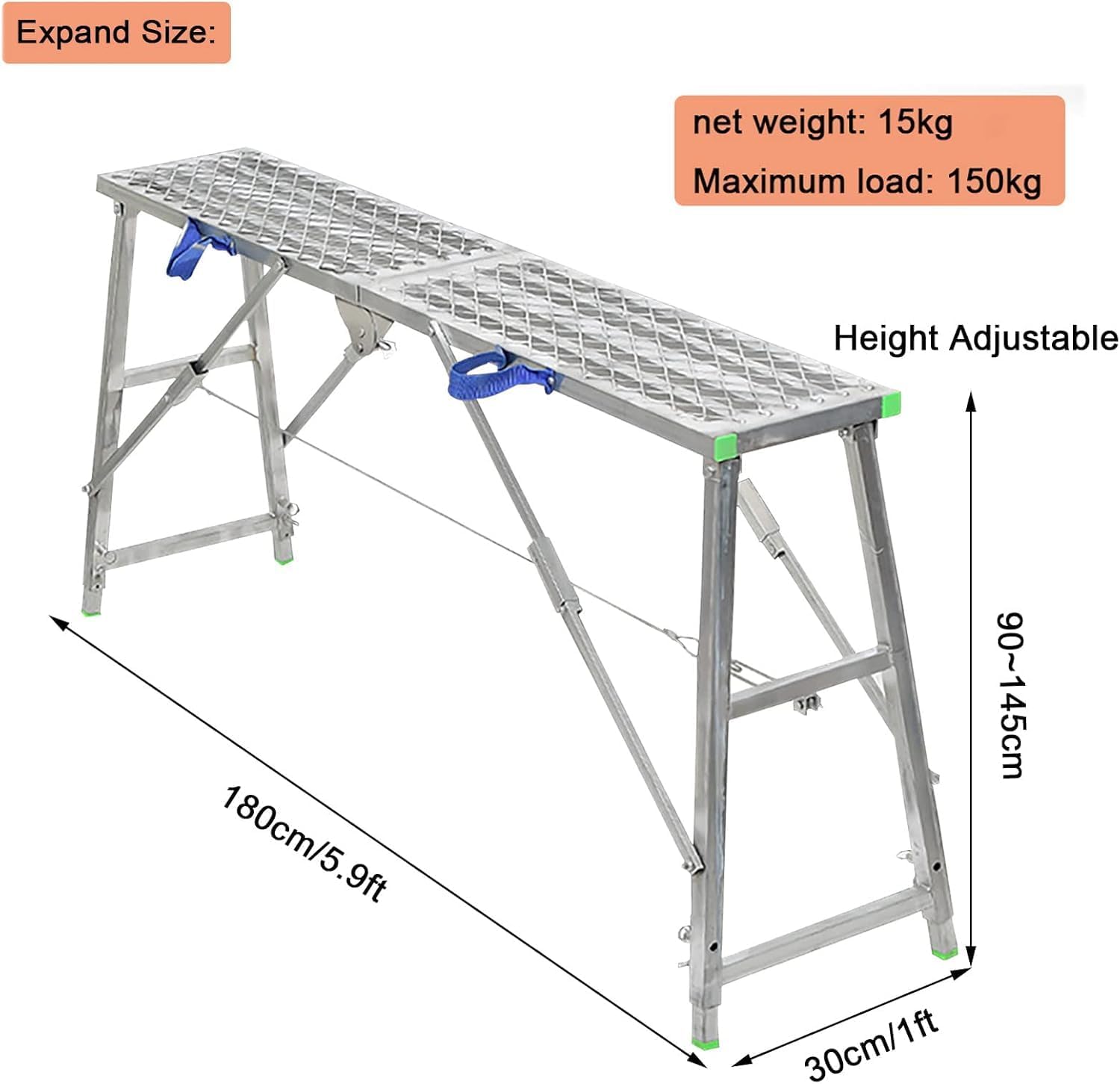 Scaffolding Equipment Tools Folding Work Platform, Multipurpose Tower Ladder Stool Work Bench Adjustable Height