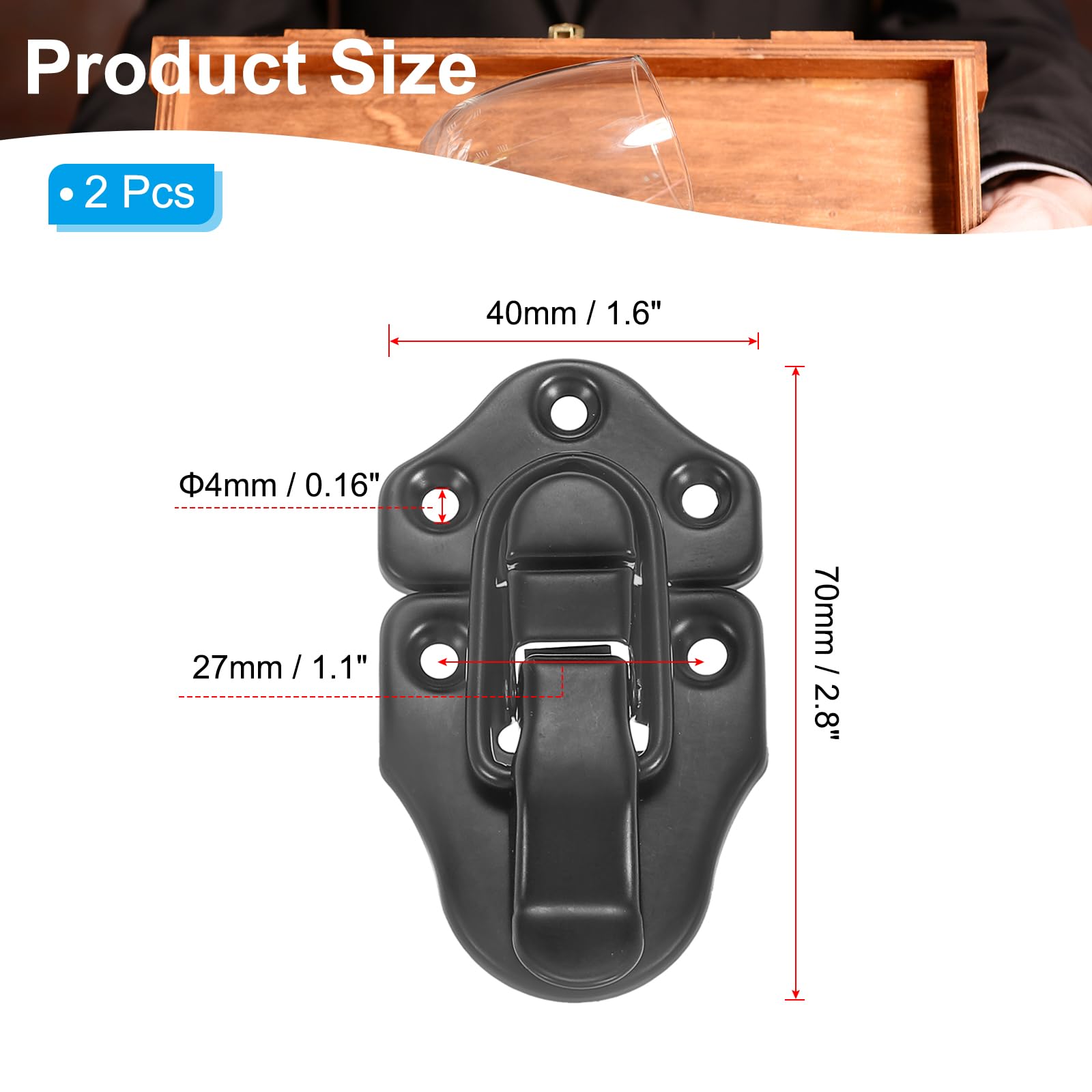 PATIKIL Retro Style Duckbilled Toggle Hasp Latch - Image 2