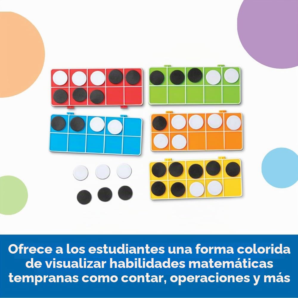 Learning Resources Set de Diez Marcos con el arcoíris para Clase, 5+, 10 Marcos y fichas conectables hasta el Diez, Material didáctico de matemáticas, Elementos Esenciales para Clase
