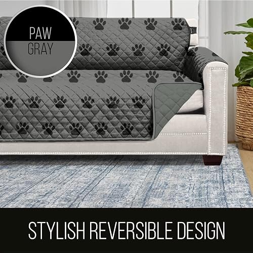 Miniatura 5 de Sofa Shield Funda de sofá con correa, reversible, resistente a las manchas y al desgarro, funda acolchada de microfibra, lavables, asiento de 62