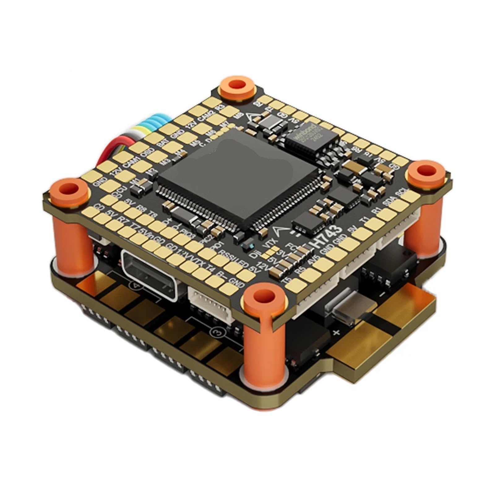 Compatibile con DAKEFPV H743 Flight Controller Stack con barometro OSD 70A ESC for droni FPV(H743 FC)
