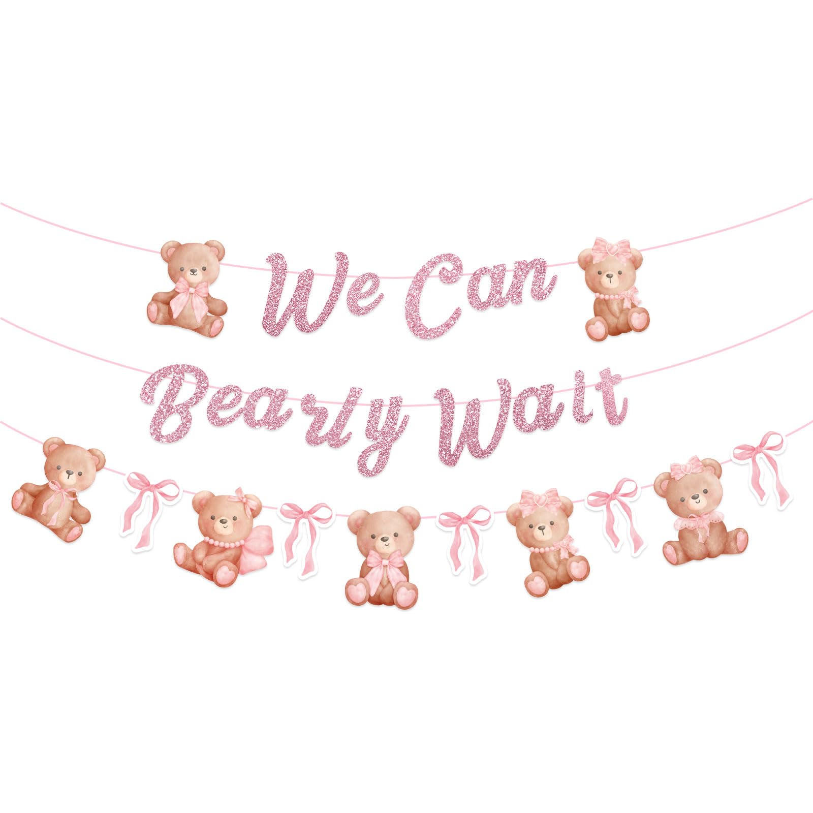 Bannière de baby shower We Can Bearly Wait pour célébrer l'attente de bébé