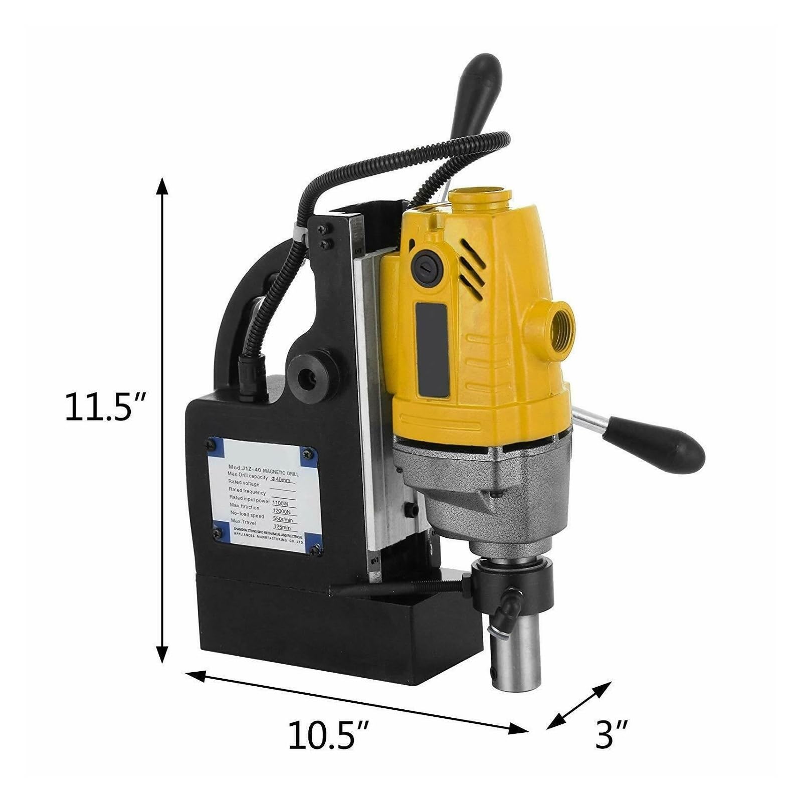Taladro Magnético MD40, Máquina De Prensado De Taladro Magnético Ajustable En Altura, Broca Magnética De 1100W For Estructura De Acero, Construcción Naval