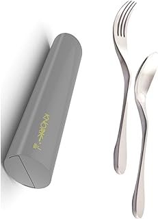 KNORK Original Matte Stainless Fork/Spoon Portable 2 Piece with Carry Case