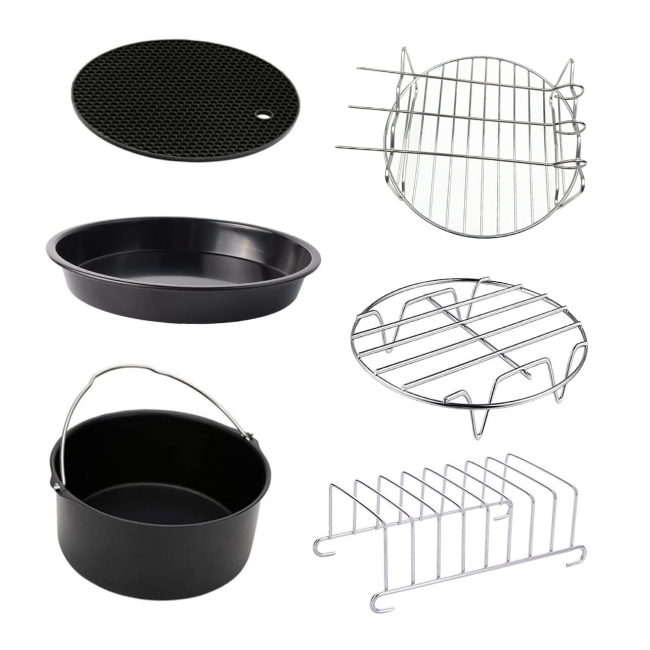 PRETYZOOM 6piezas Sartenes Para Hornear De Accesorios Para Freidora De Aire Utensilios De Cocina De Inoxidable Bandeja Para Hornear Para Hacer Pasteles y Pizza