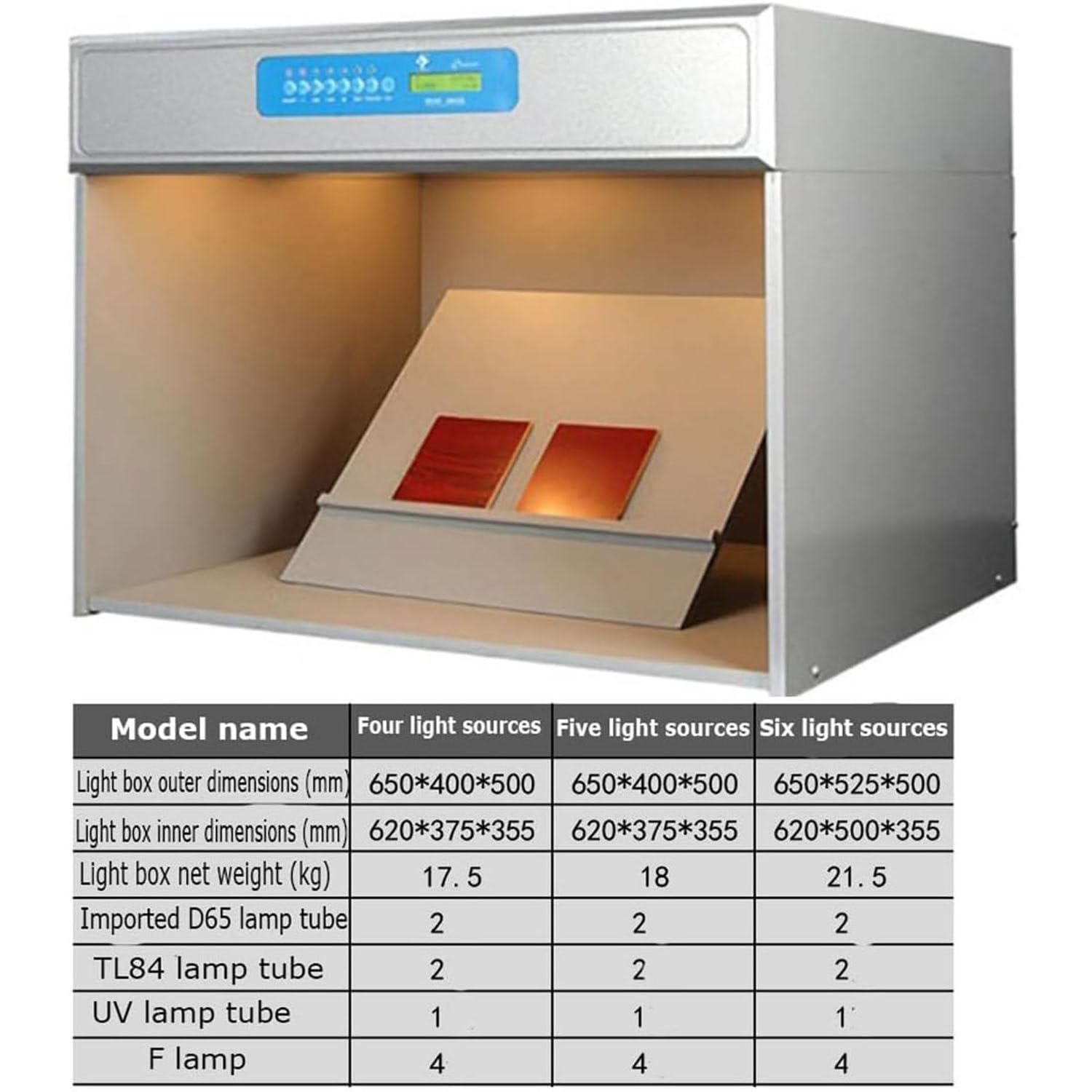 LYDZUSDP Color Assessment Cabinet Box,Light Sources Color Matching Cabinet,Textile Printing Color Matching Cabinet(5lightsources)