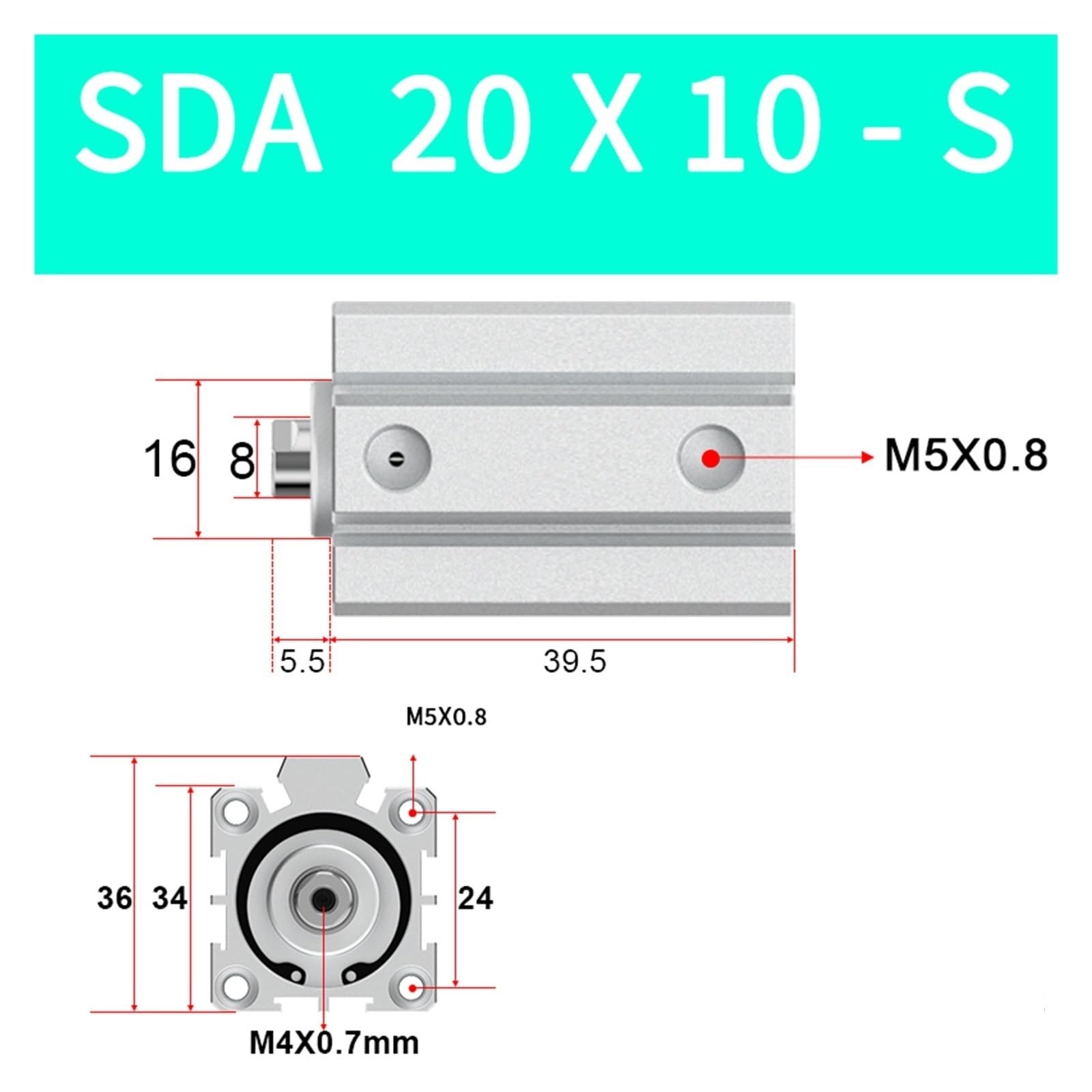 DEBLAN Cilindro neumático SDA20X10-S Carrer 10 mm Empuje 15 KG Cilindro Fino magnético for accionamiento y Control del Movimiento mecánico en automatización Industrial