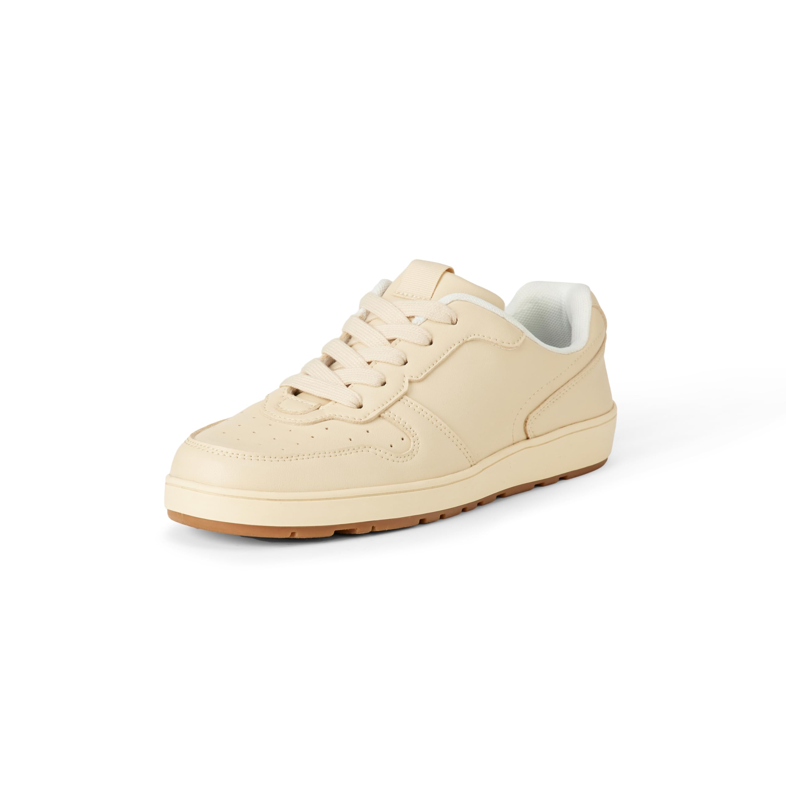Amazon Essentials Unisex Kids' Low-Top Lace-Up Court Trainers for Boys and Girls, Cream, 10.5 UK Child