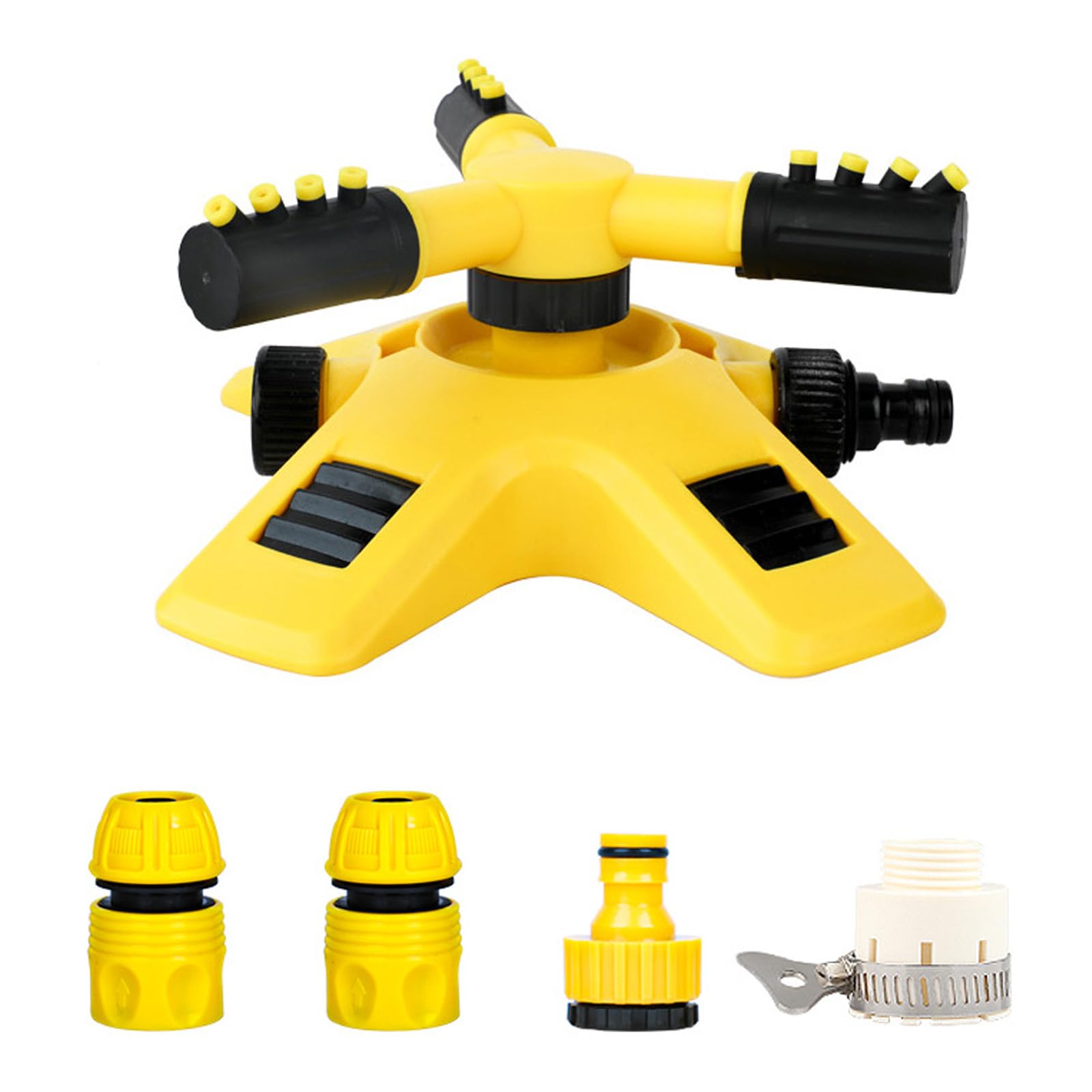 Garden Sprinkler, Water Sprinkler for Garden, Adjustable 360 Degree Automatic Rotation Lawn Sprinkler, for Watering Plants, Flowers, Grass (1/2" Water Pipe Connector)