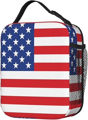 Miniatura 3 de Grunge American Flag Trump - Lonchera aislada para mujereshombresniñasniños, con asa desmontable, bolsa de comida