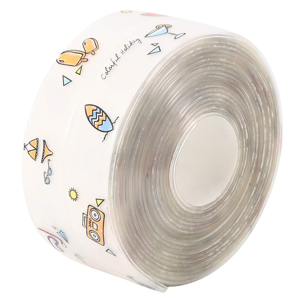 PVC Waterproof Proof Sealing Tape, 3.8cm x 3.2m, Transparent Colorful Holiday - Strong Adhesive, Easy Application, Ideal for Kitchen and Bathroom Gaps (Transparent Colorful Holiday)