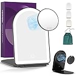 Mocado Travel Makeup Mirror with Light, 1x/10x Magnifying Mirror with Light, 3 Colors Lighted Magnifying Mirror, 2000mAh Rechargeable Lighted Makeup Mirror, Memory Function (Arched-Black)