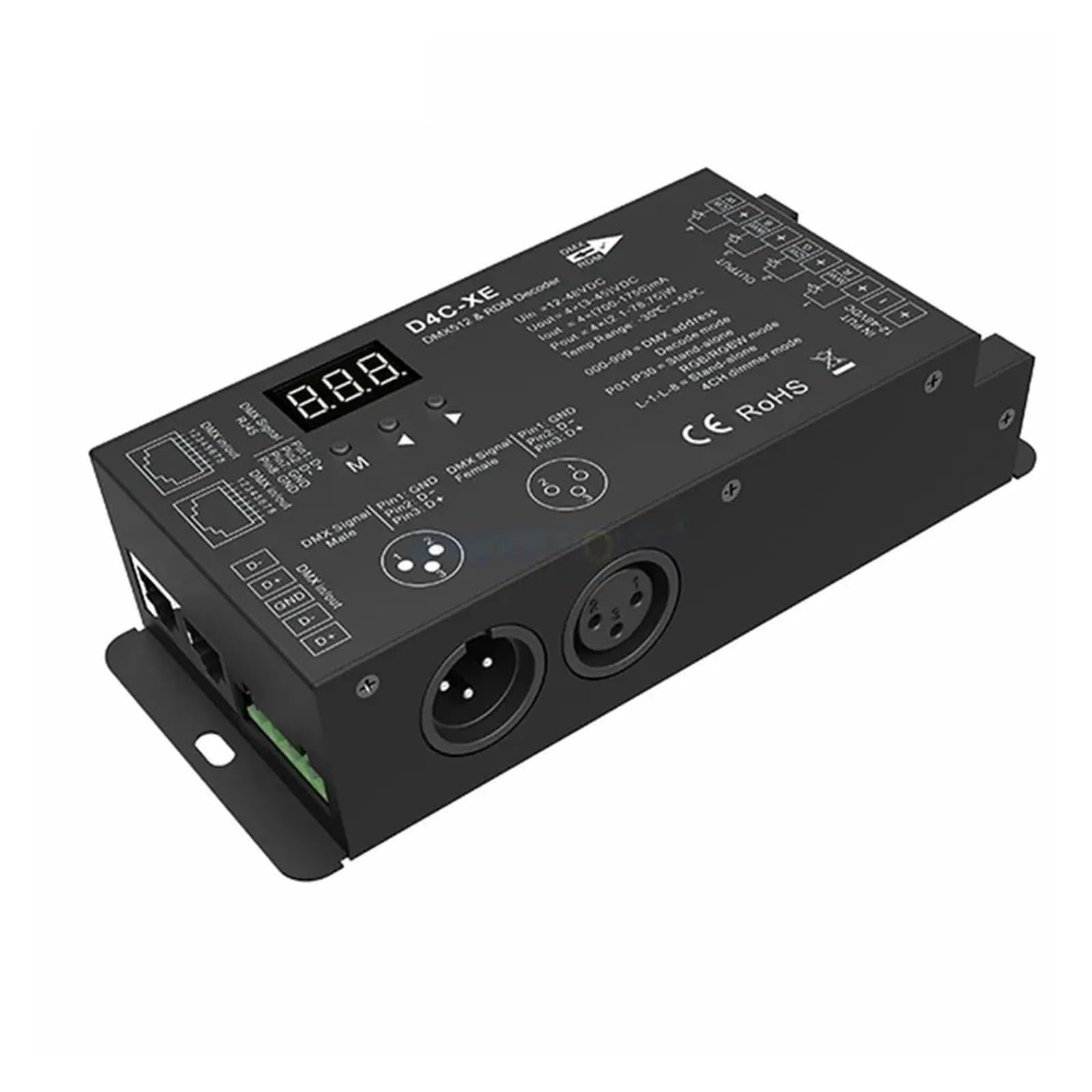 D4C Rail D4C-L D4C-XE 4CH D32C​​ 32 CH DMX512 Constant Current DC12V-48V RDM decoder Receiver(D4C-XE(700-1750mA))