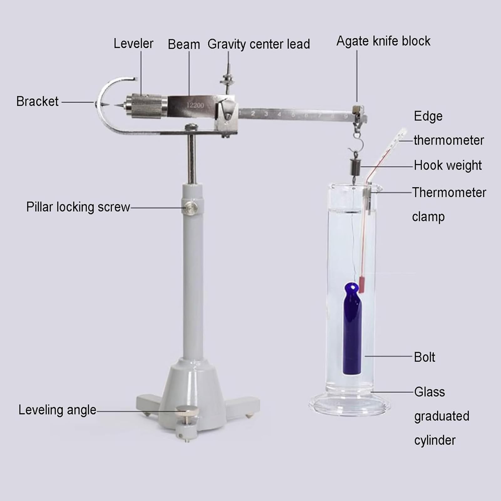 Balanza de densidad de líquidos, báscula de peso mecánica, rango de medición 1-2.000, precisión 0.001, puerto de drenaje de 5 cm³ para medición de densidad de líquidos de laboratorio