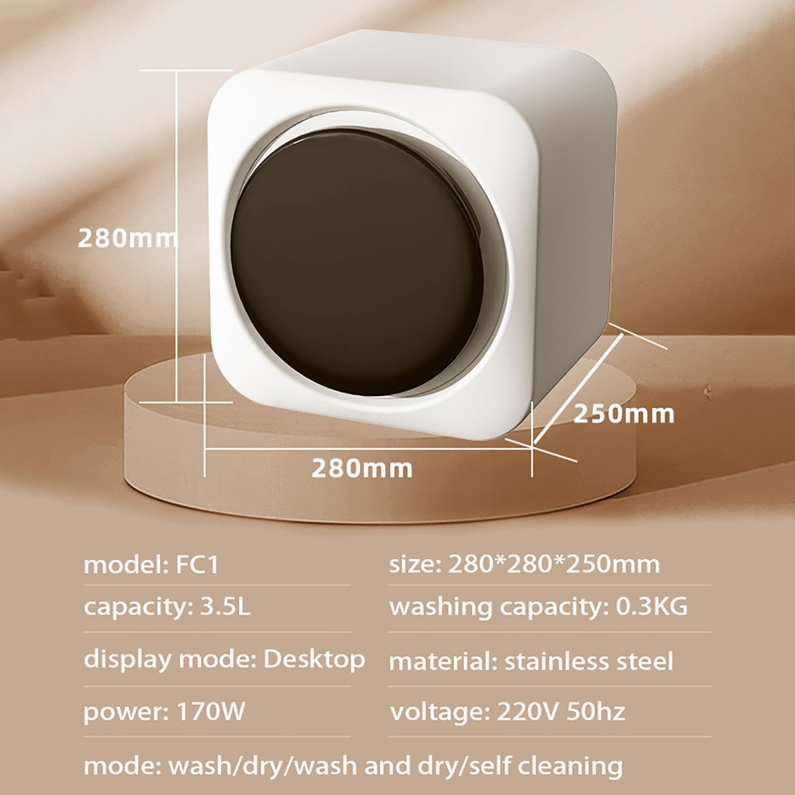 Mini Machine à Laver et séchage de 3,5 L, sèche-Linge entièrement Automatique, sèche-Linge Compact à Faible Bruit pour Appartement, Maison, dortoir Desktop