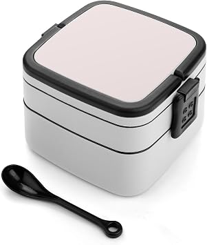 Leakproof Eco Friendly Stackable Bento Lunch Box Meal Prep, 2 Layer Bento Box For Dining Out, Work, Picnic Light Pink