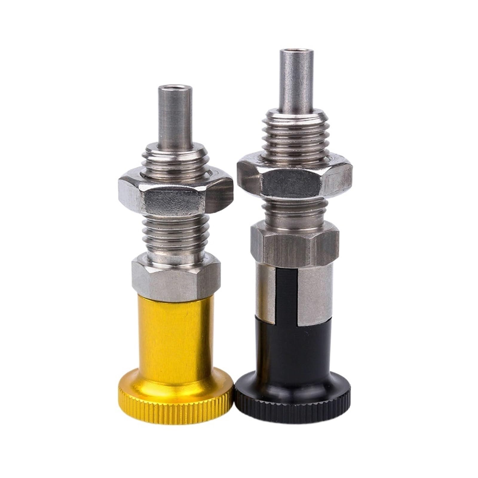 VCN211 Pasadores de localización con resorte con contratuerca, pernos de índice de acero inoxidable de aluminio negro/dorado, émbolos de indexación con punta roscada, 1 Uds.(Black-VCN211-BK,M10)