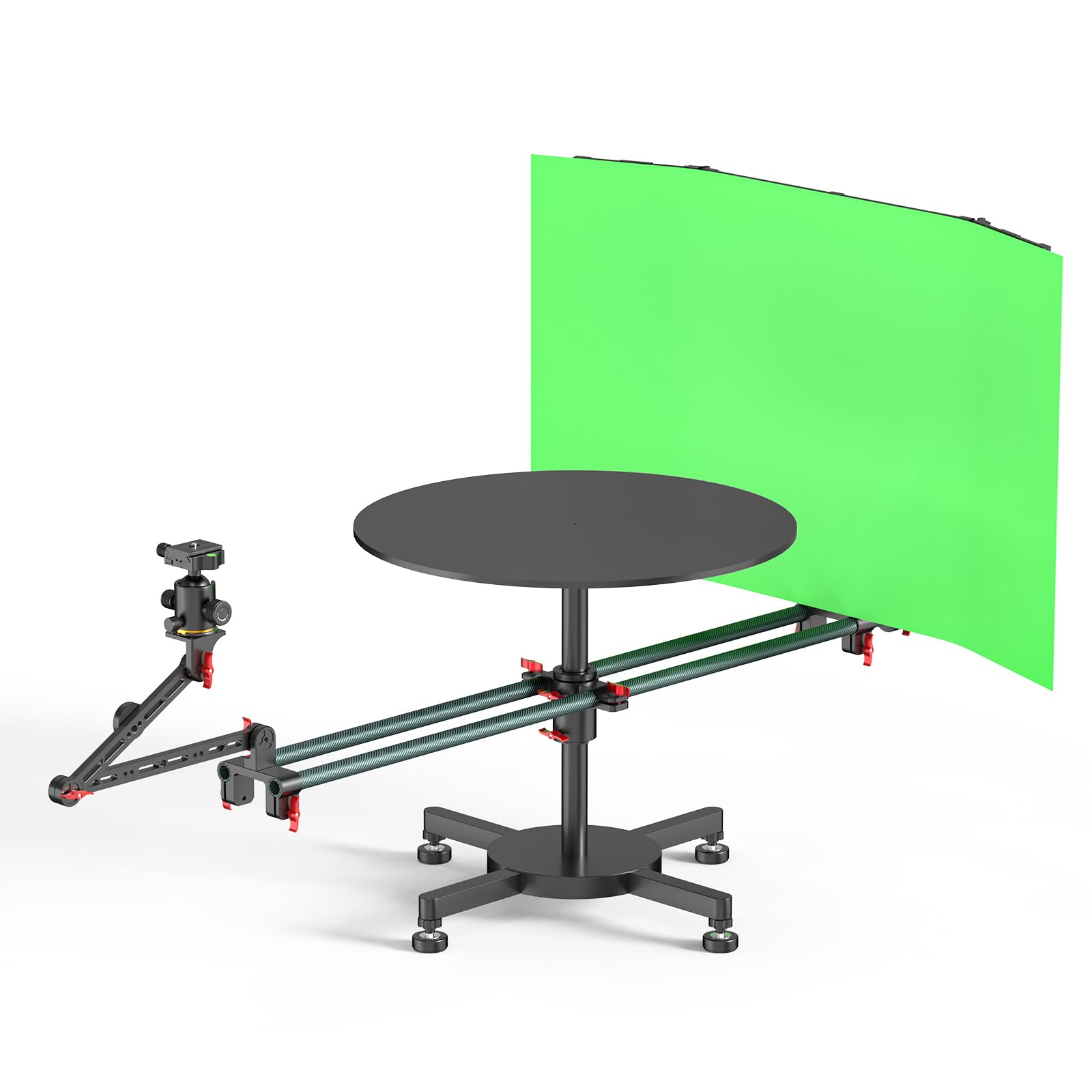 Portable Photo Studio, 360 Video Camera Rig Panoramic Rotating Platform Multi-Angle Adjustable Shooting Foldable Green Screen Camera Sliderfor Mini Studio Equipment for Photography Product Shooting