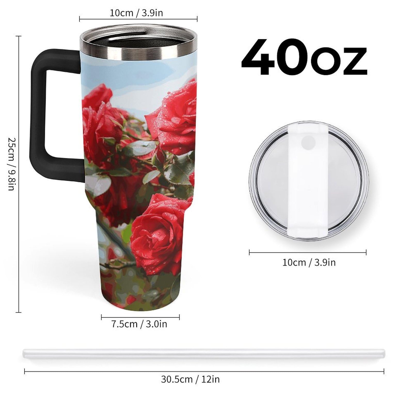 Tazas de jardín con pajita y asa, con aislamiento al vacío de doble pared, botellas de agua para café helado, té, bebidas frías y calientes