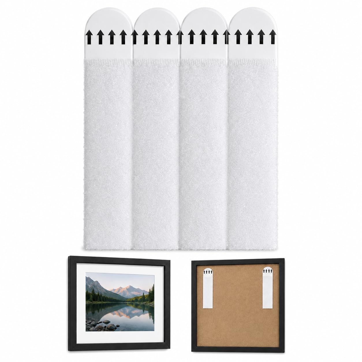 24 Pairs Picture Hanging Strips, Self-Adhesive Hook & Loop，0.8 * 3.6in