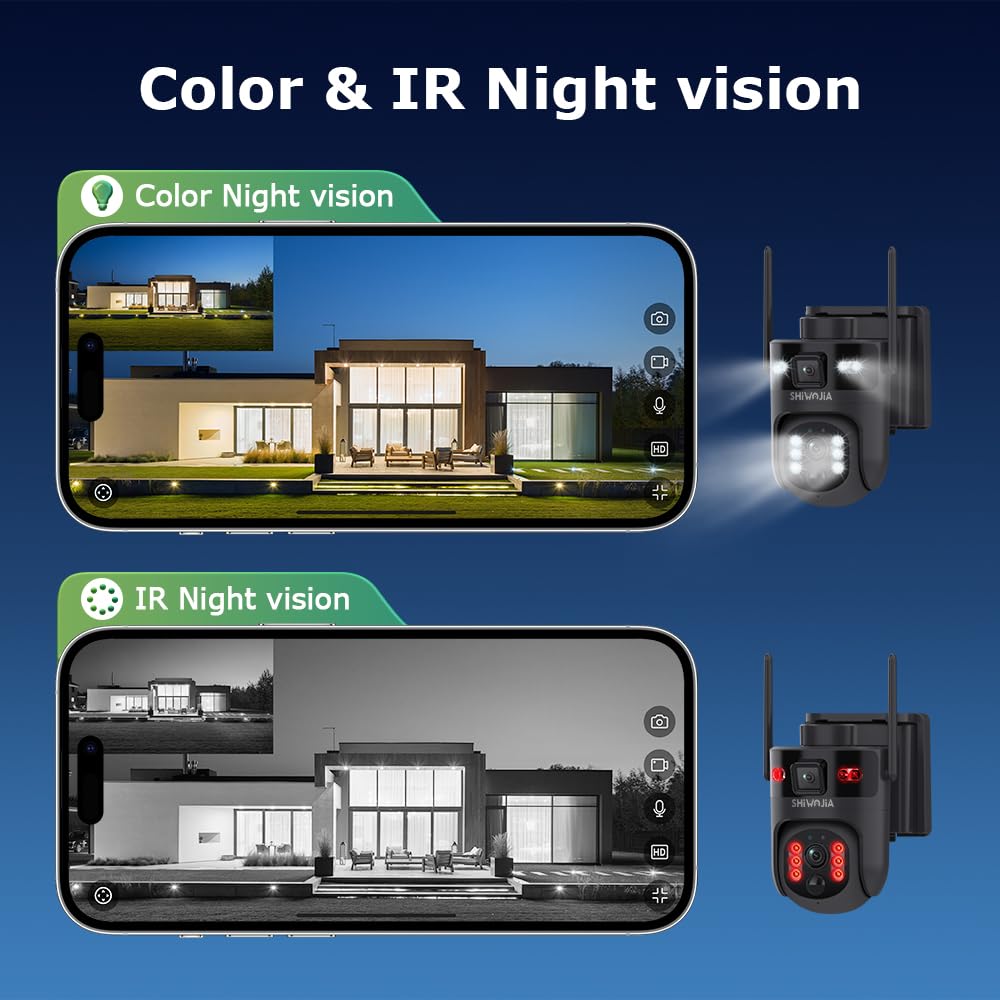 SHIWOJIA 24/7 Enregistrement AOV 4G Camera Surveillance Exterieur sans Fil, 10050mAh Batterie & 5W Panneau Solaire, Suivi Auto & IA Détection, 6MP PTZ, Vision Nocturne, Carte eSIM Incluse (No WiFi)
