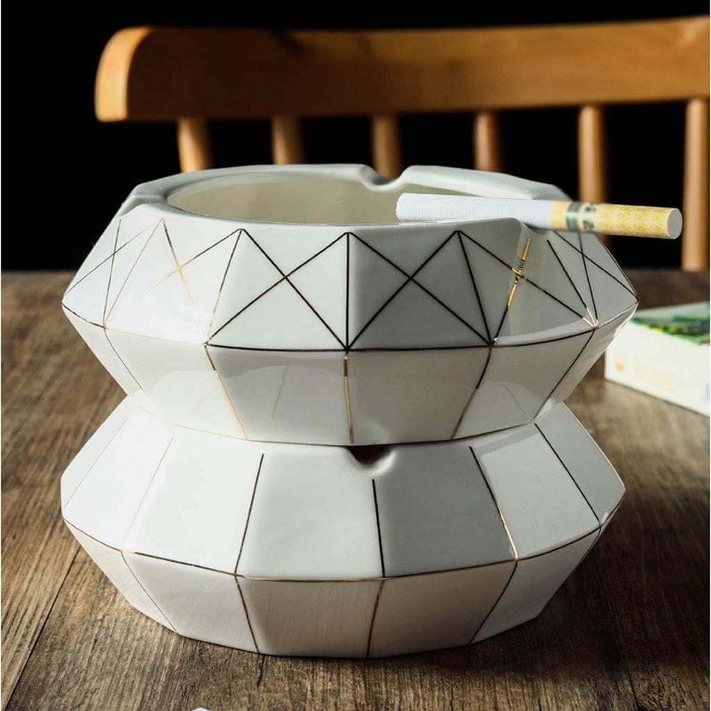 Ashtrays for Office Ashtray Creative Ceramic Geometric Ashtrays Portable Large Capacity Ashtray Home Office Desktop Decoration Craft Suitable for Home Office Decoration Ashtrays for Cigarettes(B)