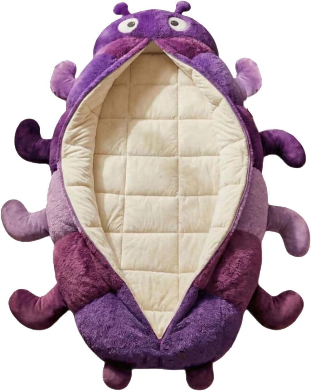 Hugging Caterpillar Sleeping Bag for Adults, Plush Cocoon Lounge Pod with Adjustable Pull Cord, Thick Quilted Interior, Oversized Caterpillar Sleeping Bag for Home, Dorm, Travel Naps