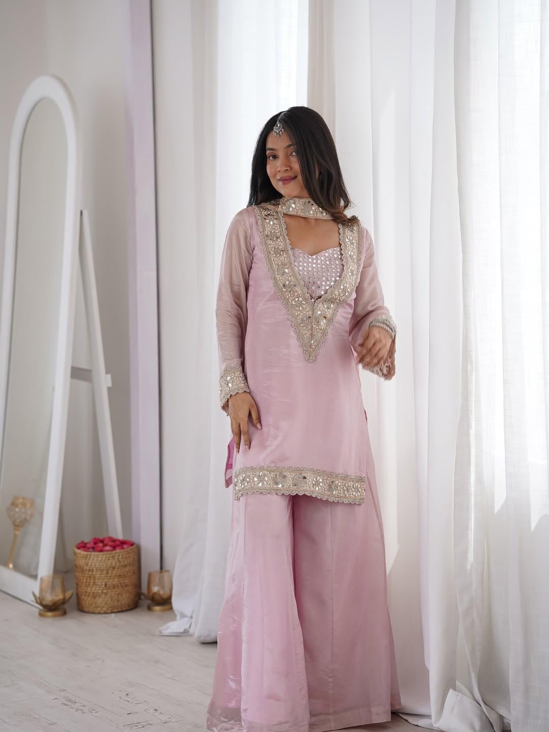 Premium Chinon Sharara Suit Set for Women