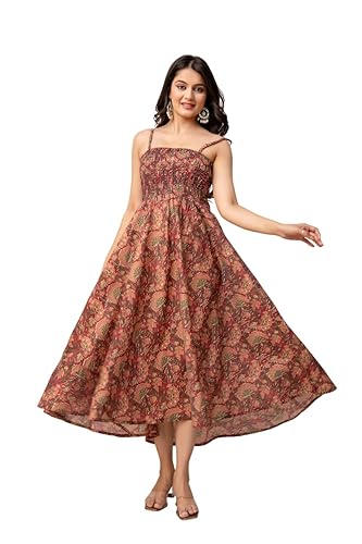 Zebravagant Women's Silk Printed Shoulder Straps Sleeveless Anarkali Gown Drees