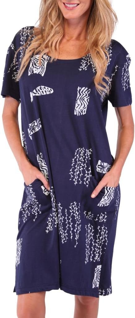 INGEAR Maternity Beach Short Tee Dress Navy-XLarge