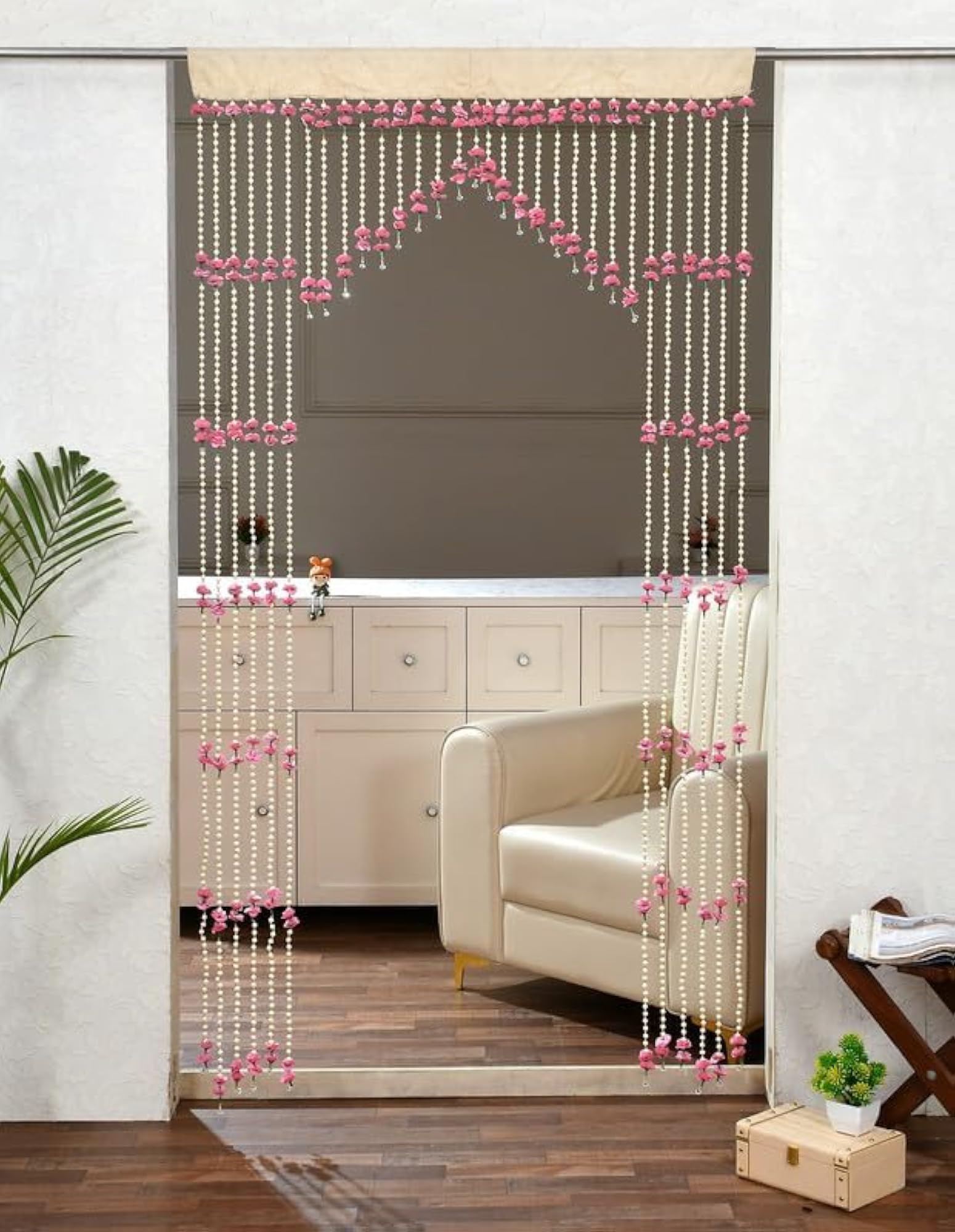 Rose Pattern Door Curtain, Decorative Beads String